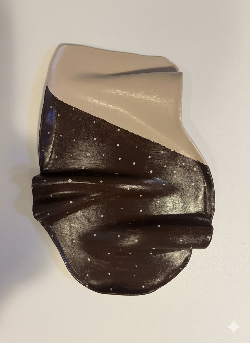 Liten Charkbricka- Beige/Brun & Beiga prickar